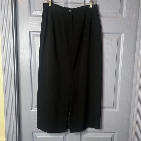 Villager Liz Claiborne Black Maxi Polyester Aline Straight Skirt Size 12 Office - Picture 5 of 9